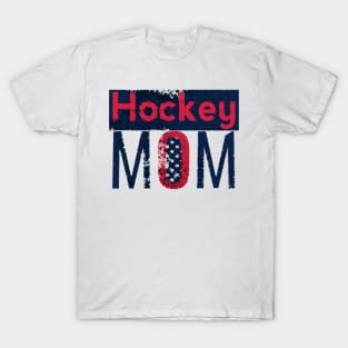 The Ice Hokey Mom in Red and Blue T-Shirt